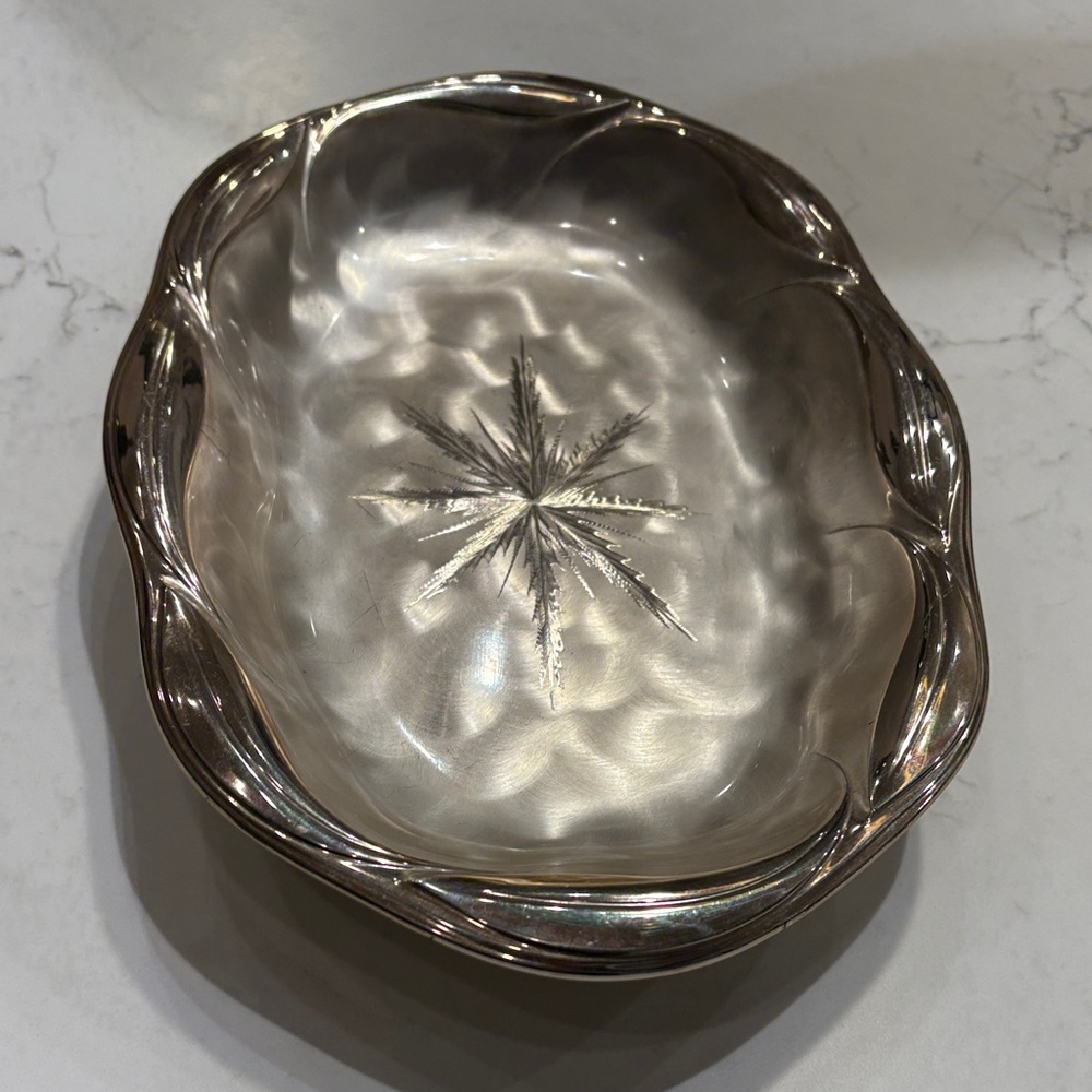 WMF Ikora Vintage Silver Plated Footed Dish Tray Oval Star Design Luster MCM - Picture 5 of 9